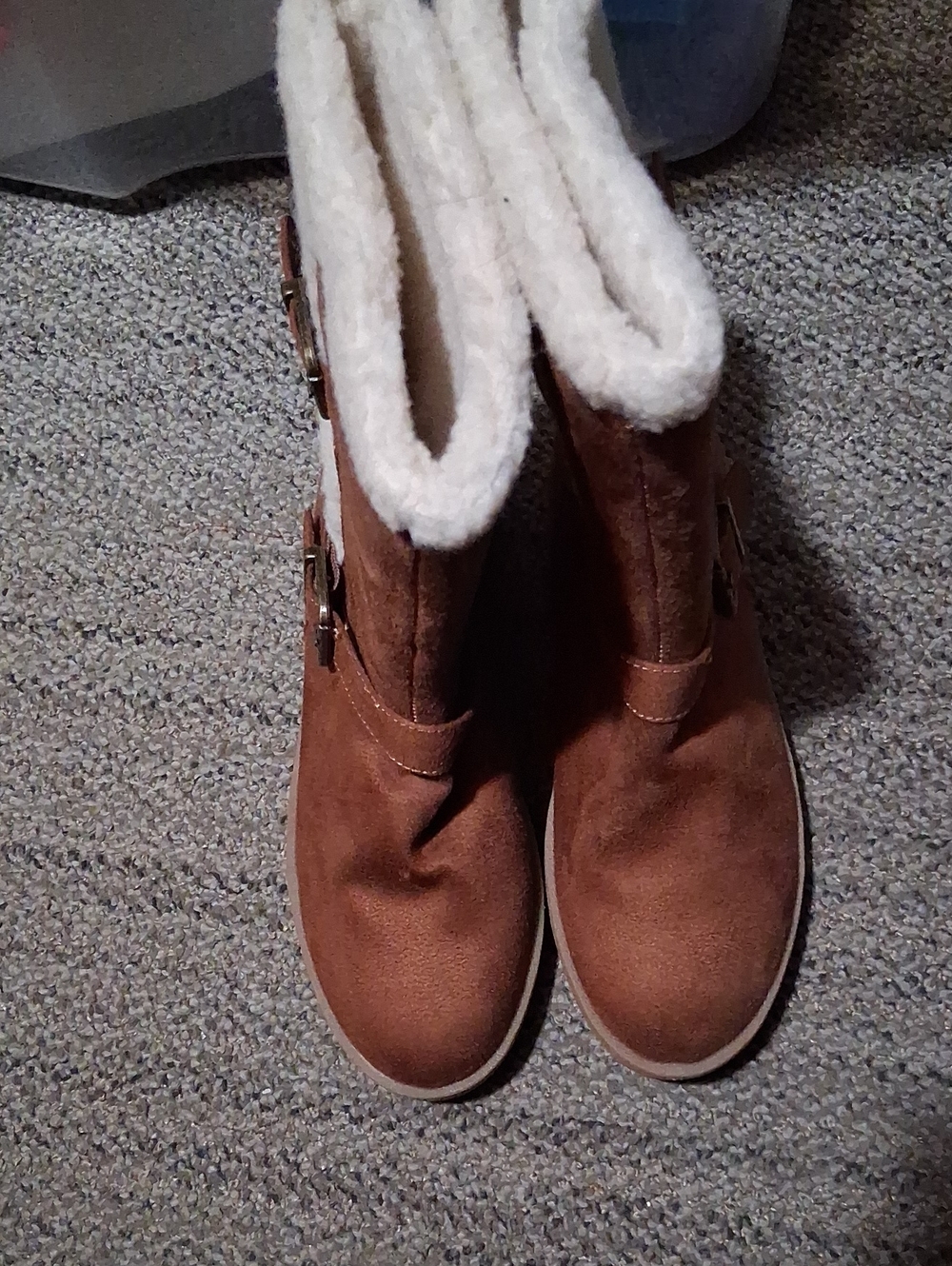 Faux-Suede Shearling-Lined Winter Ankle Boots - Chestnut